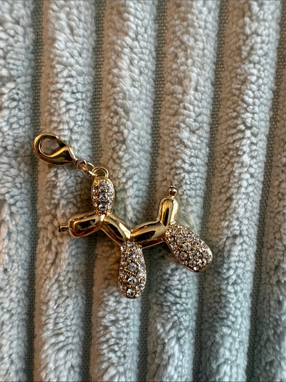 Gold Tone Paved Crystal Balloon Dog Charm